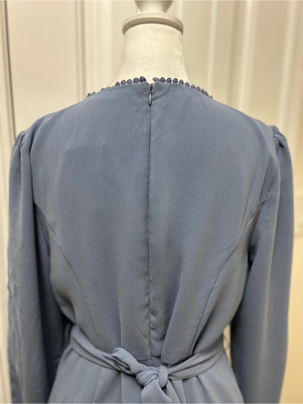 Forever 21 Dusty Blue Long-Sleeve Lace-Detail Dress - Picture 7 of 11